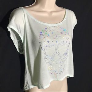 EUC VS PINK Mint Lace Back Crop Top - S